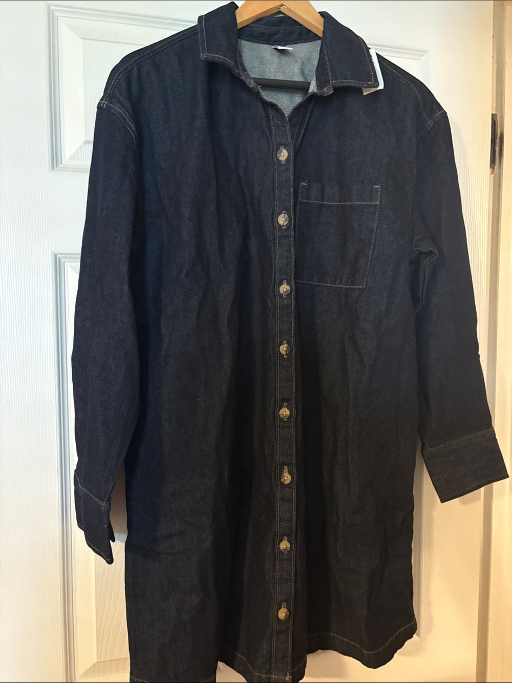 Old Navy Dark Indigo Denim Button-Down Shirt Dress